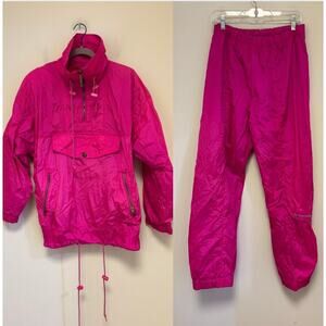 Ossi Ski Wear Fuchsia pink nylon Lightweight Windbreaker Tracksuit Vintage